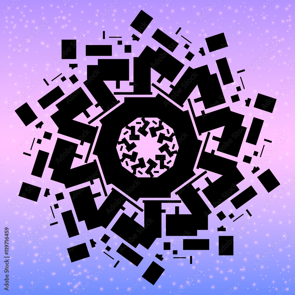 Fototapeta premium Mandala with sacred geometry symbols and elements. Alchemy, religion, philosophy, astrology and spirituality themes. Magic abstract sign. Geometric shapes. Violet colors.