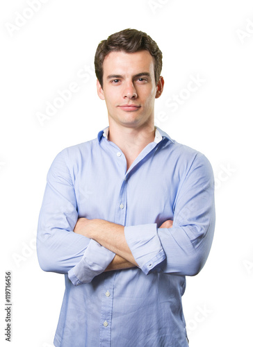 Haughty young man on white background © agongallud