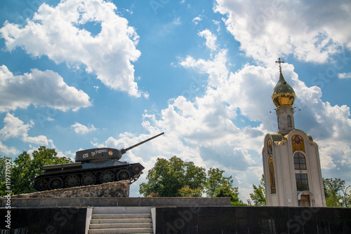 A tank attraction in Transnistria. Tiraspol is the capital of Transnistria, a self governing territory not recognised by United Nations