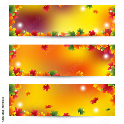 Beautiful Autumn banners with maple leaves