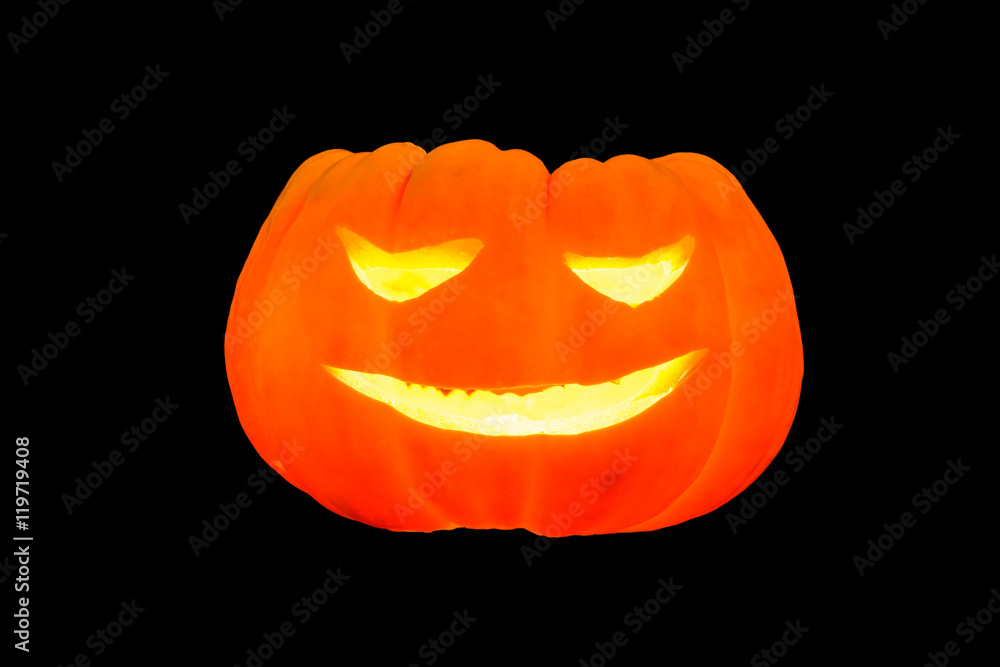 Smile ghost face on yellow pumpkin for halloween background Smile ghost face on yellow pumpkin for halloween background