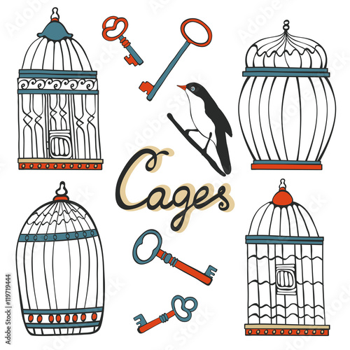 Beautiful collection of hand drawn cages