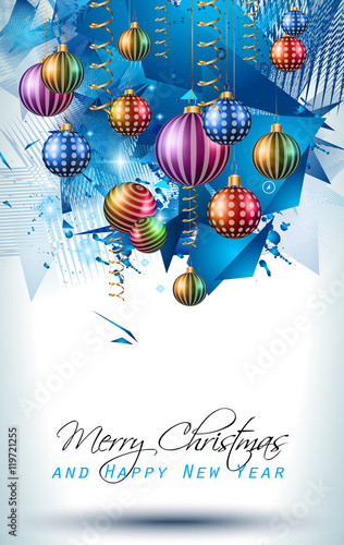 Christmas Modern Background with balls and star lights