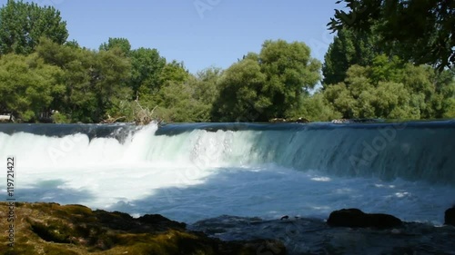 Waterfall flowing with sound. Manavgat waterfall in Turkey. photo