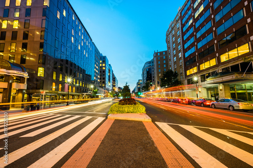 Принти на полотні Long Exposure of Connecticut Avenue in Downtown Washington, Dist