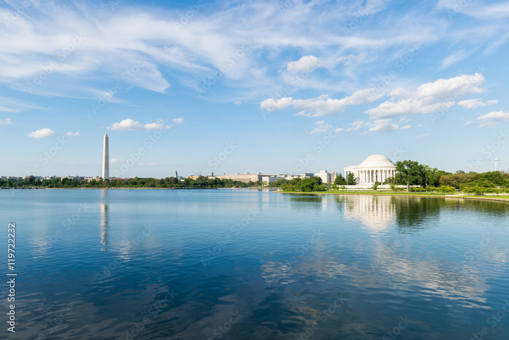 Landscape of the Washington Monument and the Jefferson Memorial