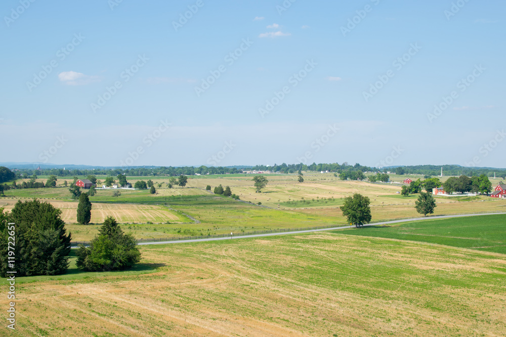 Aerial Image Looking Over Rural Area In Gettysburg, Pennsylvania