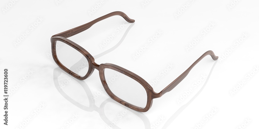 Pair of glasses on a white background. 3d illustration Pair of glasses on a white background. 3d illustration