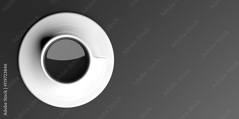 Cup of coffee on black background. with copy space. 3d illustration Cup of coffee on black background. with copy space. 3d illustration