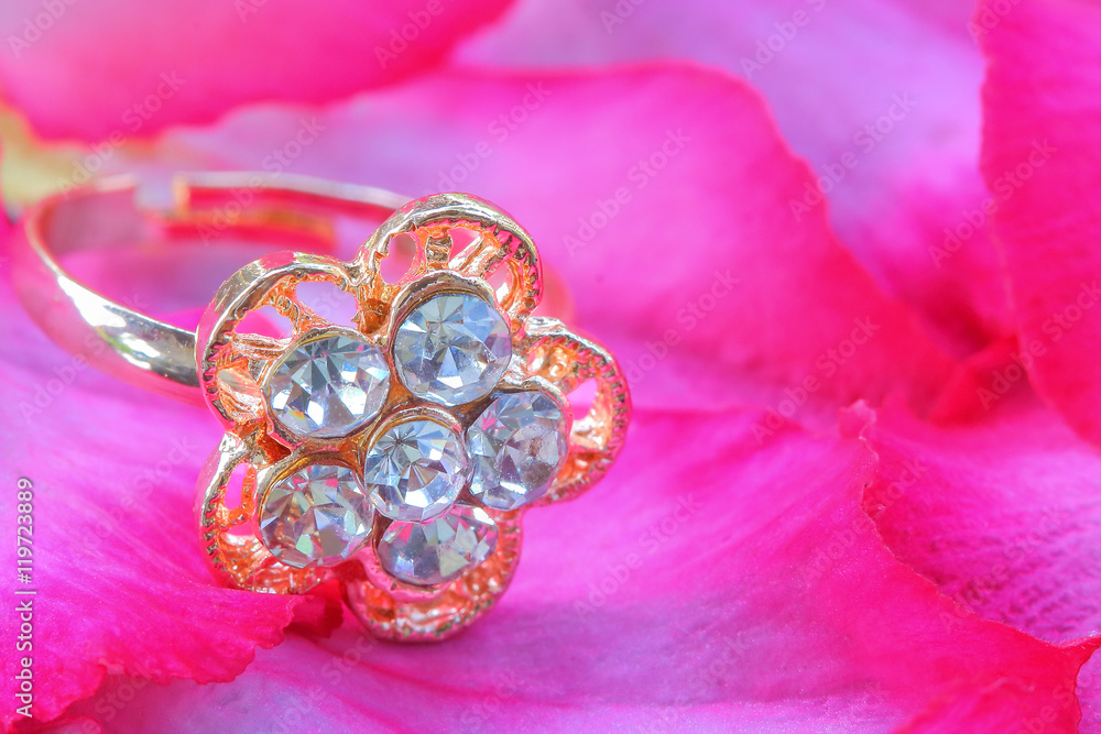.Beautiful ring on pink flowers .Beautiful ring on pink flowers