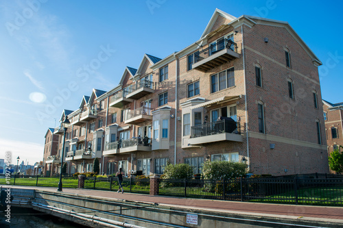 Fototapeta Naklejka Na Ścianę i Meble -  Apartment Buildings in The Inner Harbor Area in Baltimore, Maryl