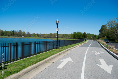 Bike Lane next to a Lake in Baltimore, Maryland photo