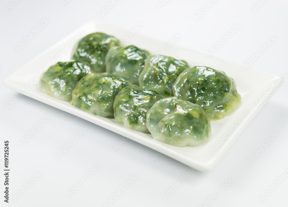 Steamed Dumpling stuffed with Garlic Chives and Taro and bamboo Steamed Dumpling stuffed with Garlic Chives and Taro and bamboo