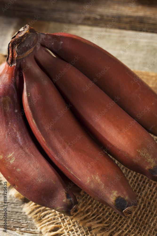 Raw Organic Red Bananas