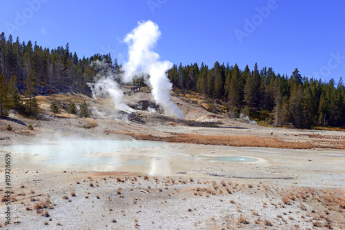 Geothermal activity at Yellowstone National Park, a huge supervolcano in Wyoming, USA