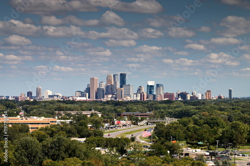 Minneapolis Skyline over Golden Valley from Plymouth, Minnesota