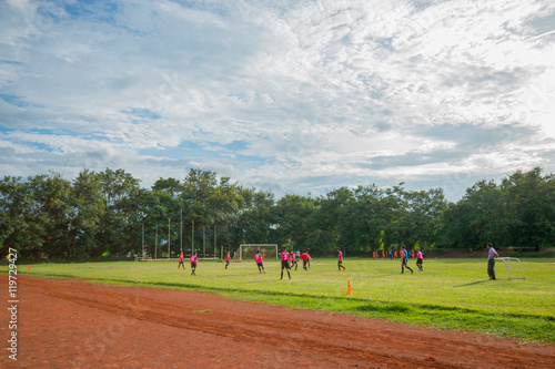 LOEI, THAILAND-August 18 : Students play football in football fi