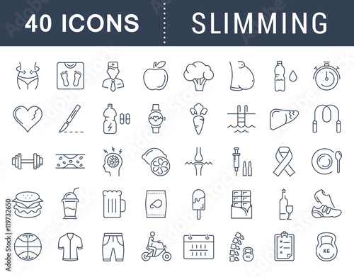 Set Vector Flat Line Icons Slimming