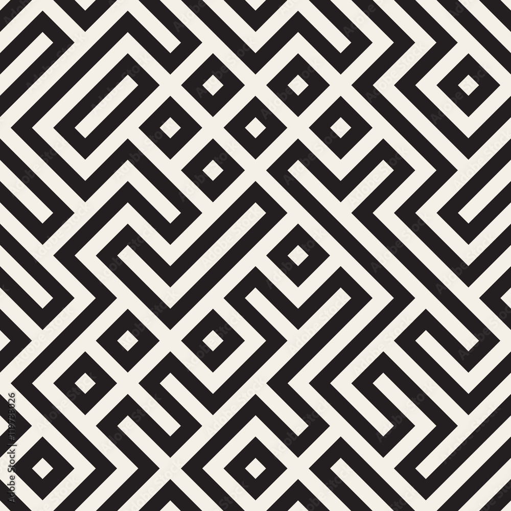 Vector Seamless Black And White Maze Lines Geometric Pattern Vector Seamless Black And White Maze Lines Geometric Pattern