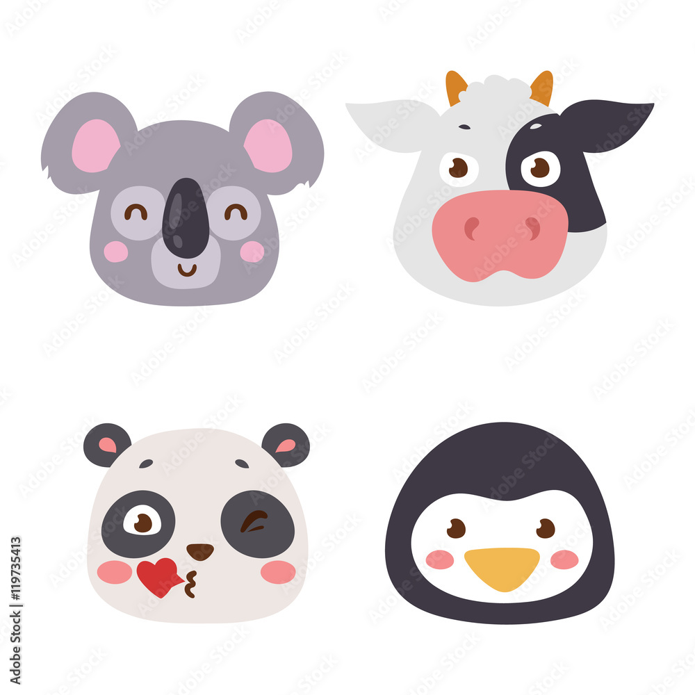 Animal emotion avatar vector icon Animal emotion avatar vector icon