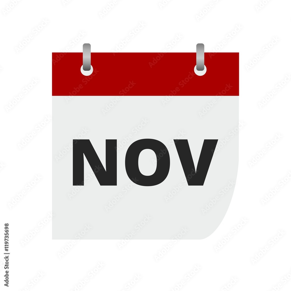 Calendar sign icon. November month symbol. Calendar sign icon. November month symbol.