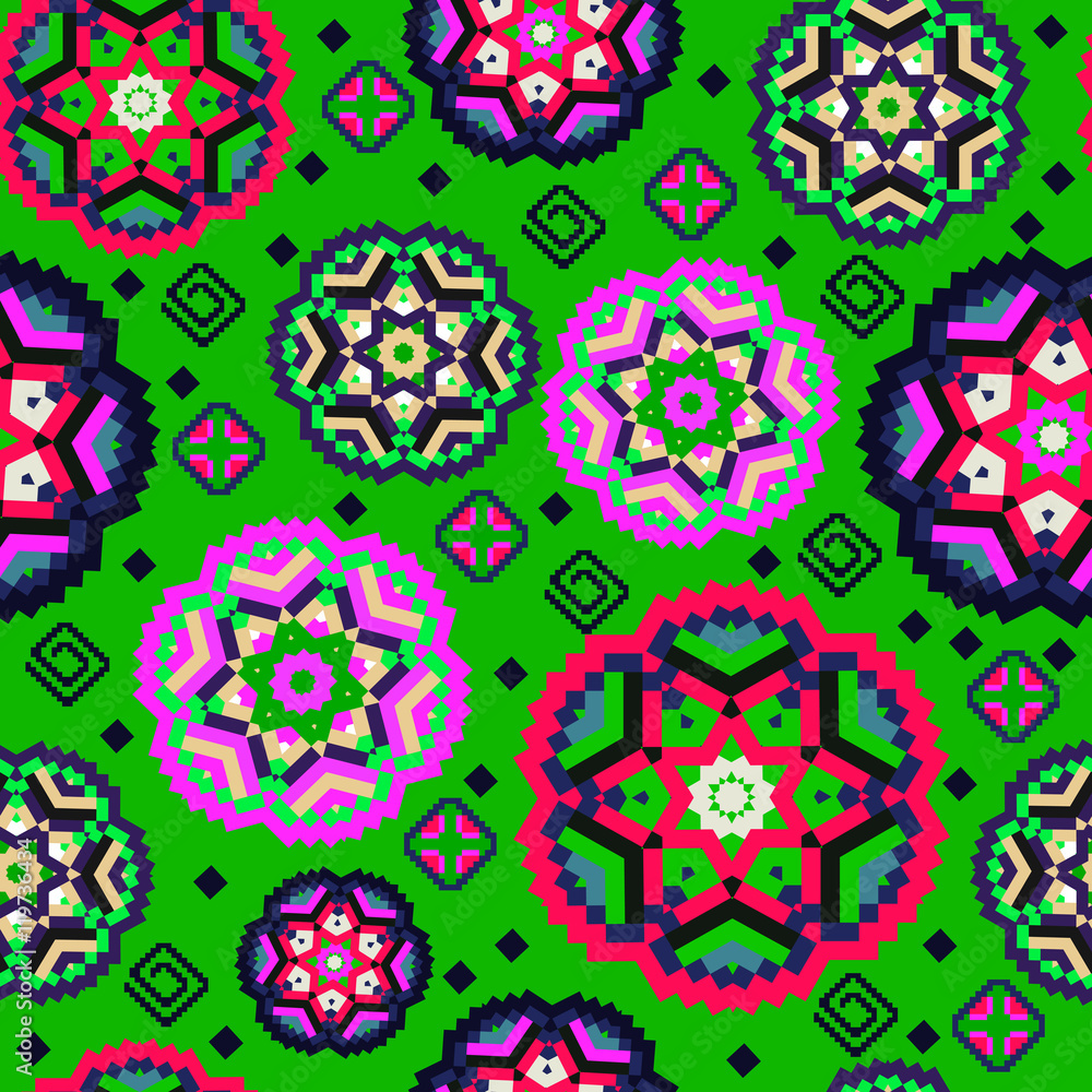 Ethnic seamless pattern with mandala element. multicolor