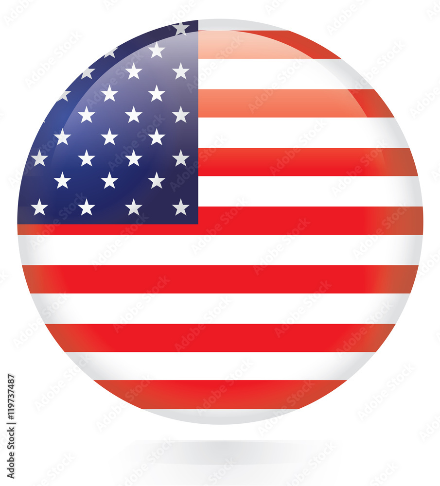 USA flag button on a white background. Vector illustration. USA flag button on a white background. Vector illustration.