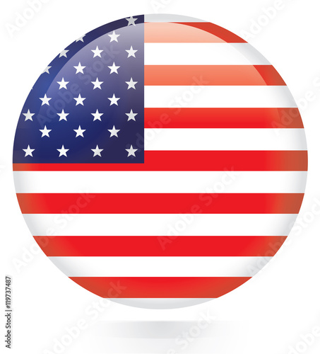 USA flag button on a white background. Vector illustration. 
