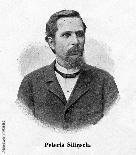 Pēteris Siliņš or Bangpūtis (1844-1899), latvian teacher, writer and public figure (from book "Baltijas Westnescha diwdesmitpeecu ...", 1893)  © Juulijs