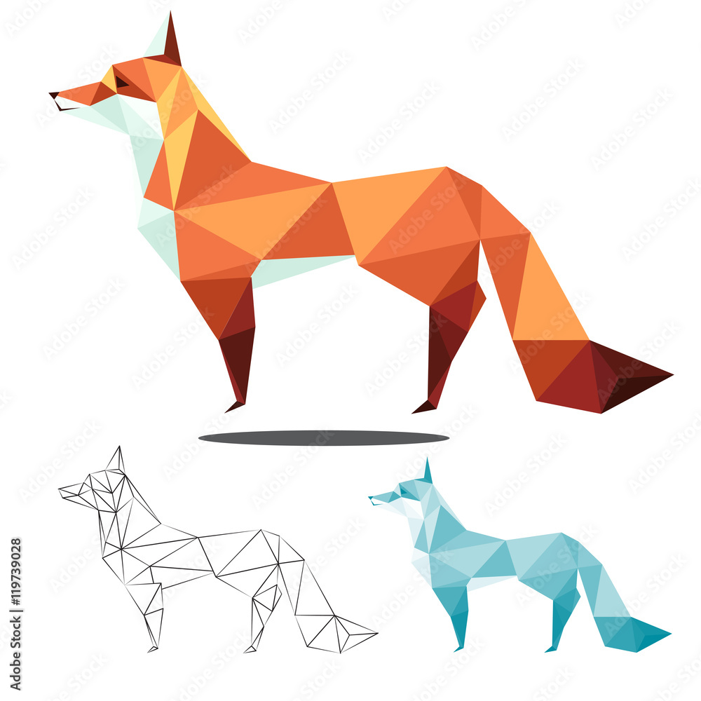 Naklejka premium fox low polygon