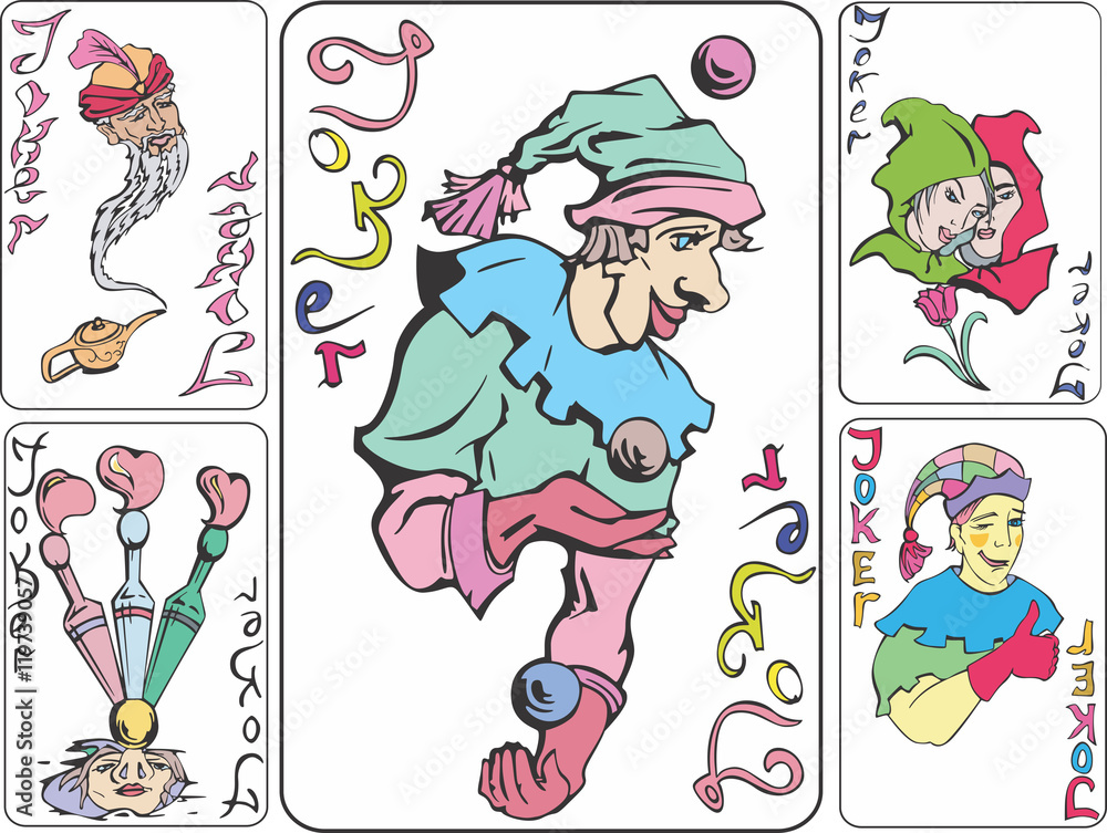 Set of playing joker cards Set of playing joker cards