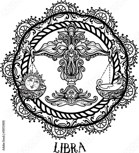 Detailed Libra in aztec style