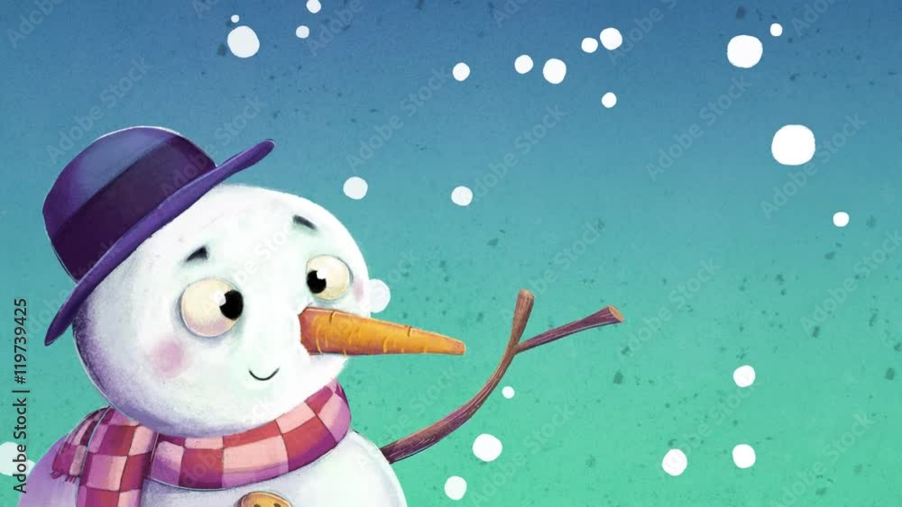 Muñeco de nieve nevando