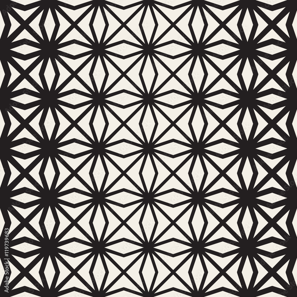 Vector Seamless Black And White Lines Geometric Pattern