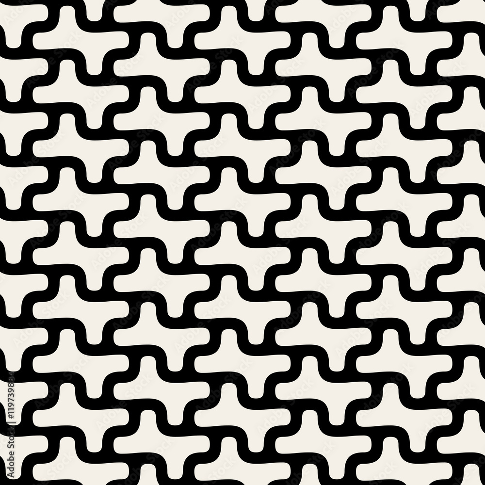 Vector Seamless Black And White Rounded Lines Pattern Vector Seamless Black And White Rounded Lines Pattern