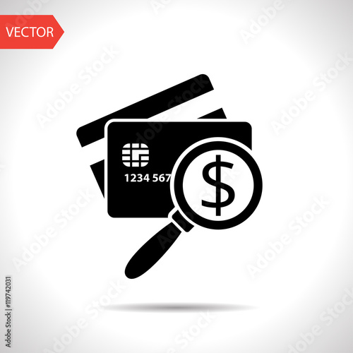 Credit Card Scanning flat icon. Money inspection vector illustration