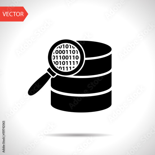 Search database flat icon. magnifier and data vector illustration