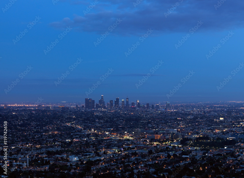 Los Angeles panoramic view at sunset time