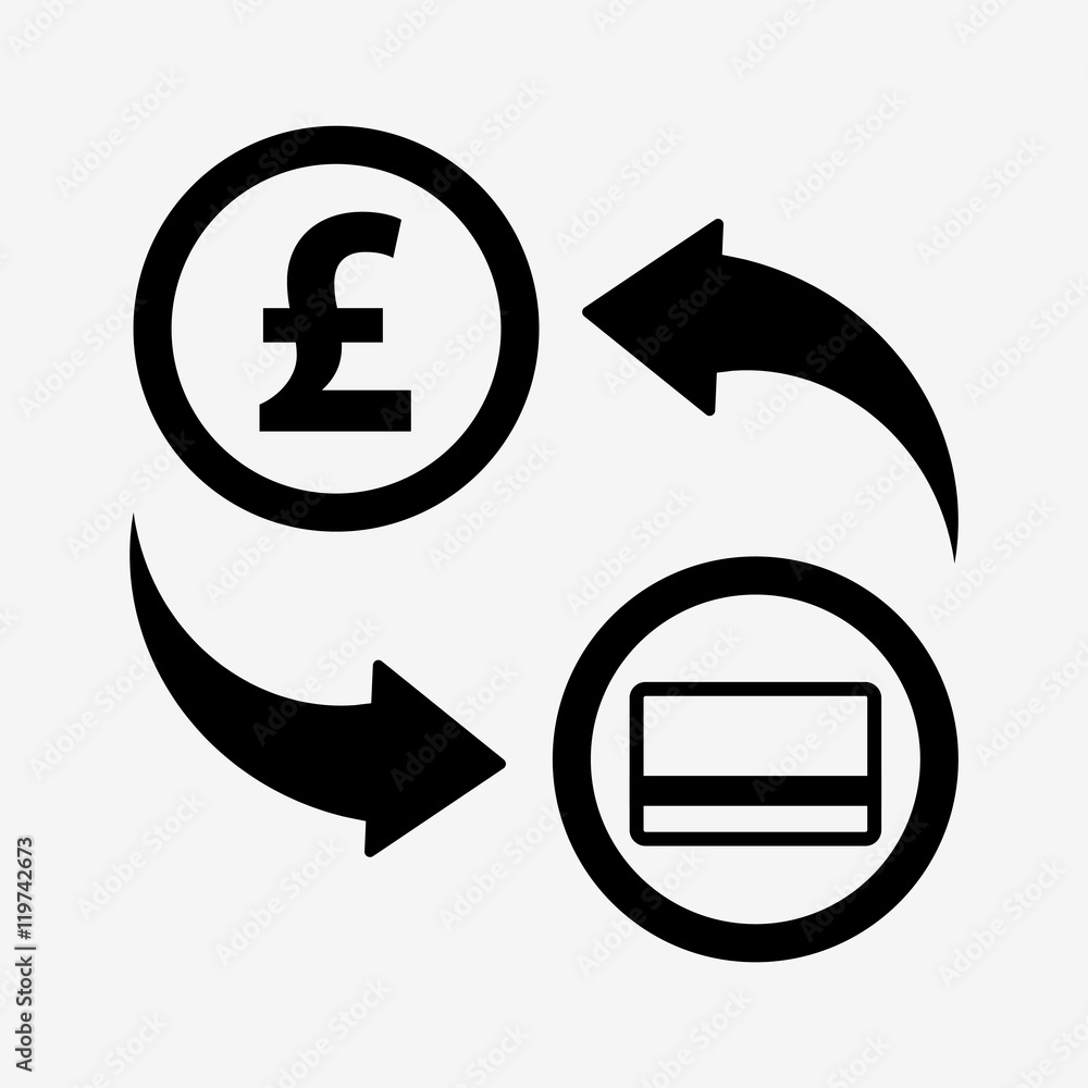 Money convert icon. Pound. Flat design style Money convert icon. Pound. Flat design style