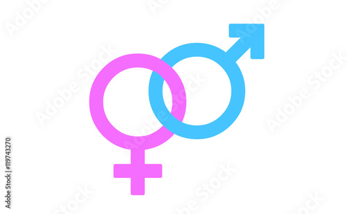 blue male and pink female gender sex symbol isolated