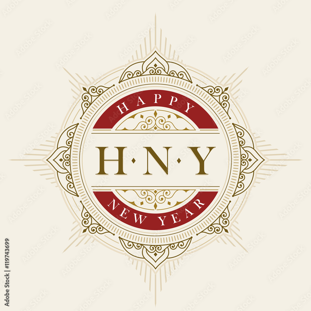 Obraz premium Elegant Christmas vector frame and emblem template