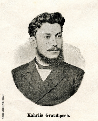Kārlis Graudiņš (1863-1915), latvian journalist (from book "Baltijas Westnescha diwdesmitpeecu ...", 1893) 
