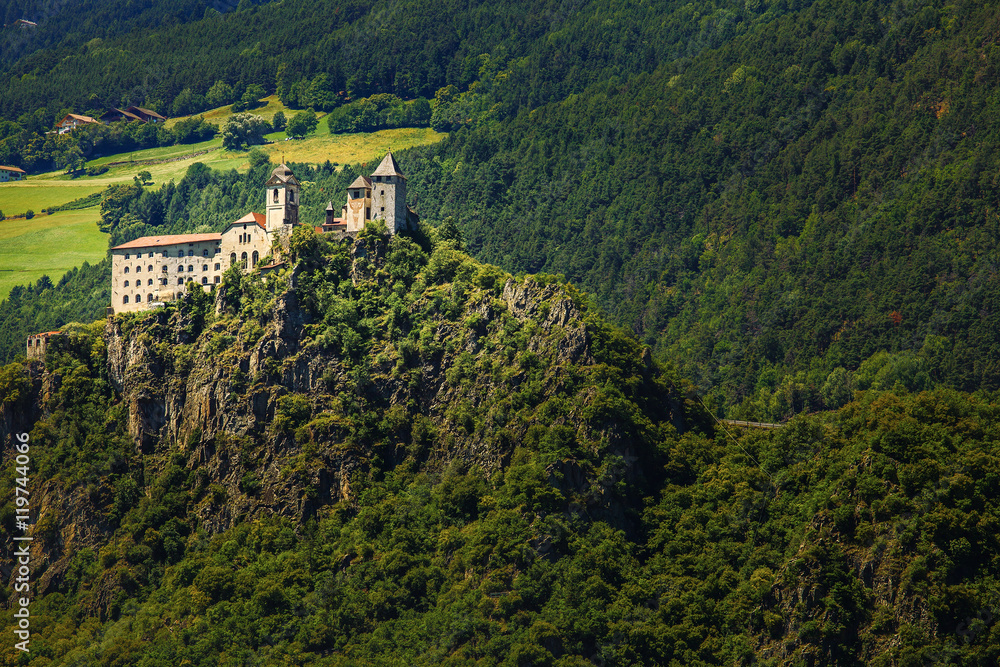 Amazing view of Sabiona Castle in Chiusa (Klausen), Northern Italy
