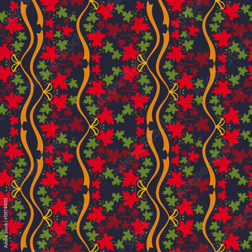 Leaf fall. Autumn seamless pattern with colorful maple leaves. Vector clip art.