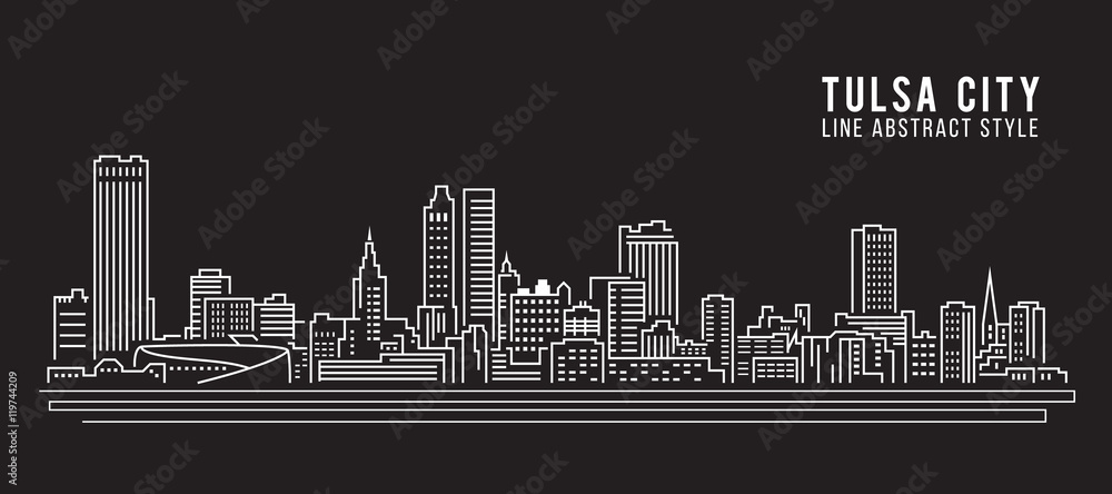Cityscape Building Line art Vector Illustration design - Tulsa city