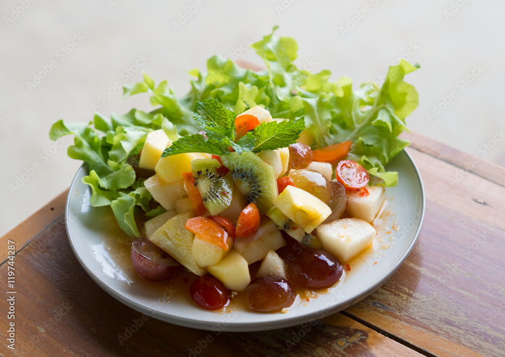 Spicy salad mixed fruit of Thai style