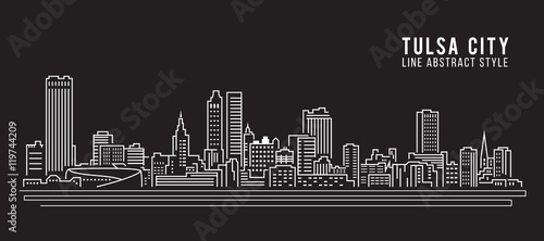 Cityscape Building Line art Vector Illustration design - Tulsa city