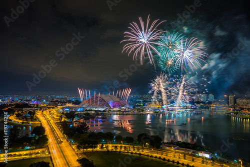 Photography Beautiful Singapore national day fireworks at national stadium