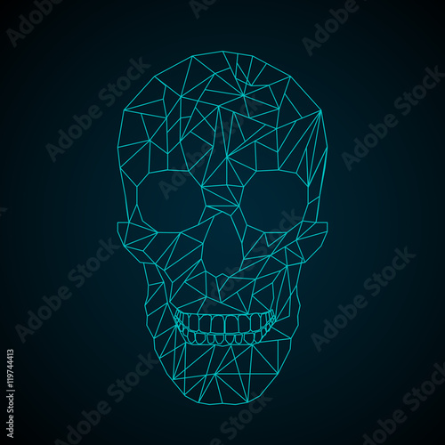 Low Poly Skull. Shape geometric. Vector Illustration