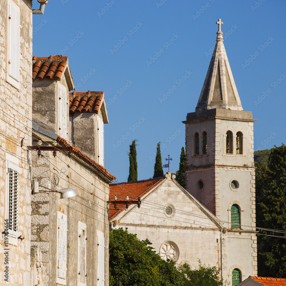 Catholic church in town of Zlarin, on Zlarin island, Croatia